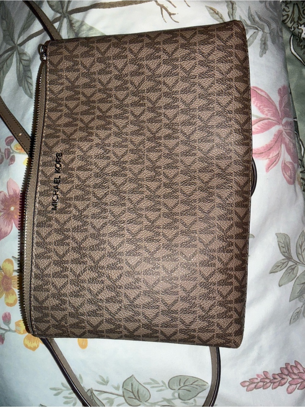 Michael Kors Brown Logo Print Crossbody Bag